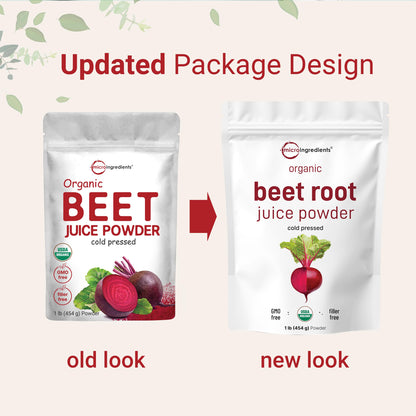 Micro Ingredients Organic Beet Root Juice Powder, 1 Pound | Cold Pressed, Water Soluble, High Concentrated Raw Beet Supplement | Superfood Drink Mix Micro Ingredients