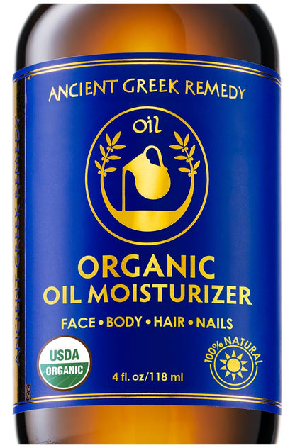 Organic Body Oil Dry Skin - After Shower Natural Face Oil & Body Moisturizer with Cold Pressed Almond, Olive, Jojoba, Rosehip, Vitamin E & Lavender oils. Facial Skin Care for Women & Men, Scented 4oz Ancient Greek Remedy