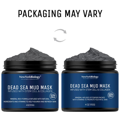 New York Biology Dead Sea Mud Mask for Face, Body | with Stem Cell and Collagen | Spa Quality Pore Refiner for Oily Skin NEW YORK BIOLOGY THE ULTIMATE COSMECEUTICALS
