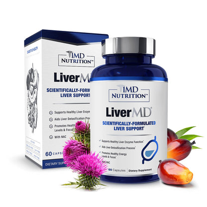 1MD Nutrition LiverMD - Liver Support Supplement | Siliphos Milk Thistle Extract & NAC - Supports Healthy Energy, Immunity & Overall Health 1MD Nutrition