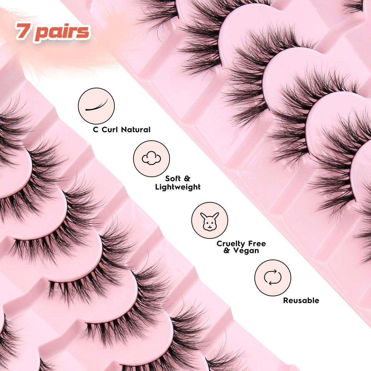 Lashes Natural Cat Eye Lashes Wispy Eyelashes 15mm False Eyelashes Wispy Lash Strips 3D Volume Fake Eyelash Thin Cotton Band Soft Eye Lash Pack 7 Pairs Siligli Siligli