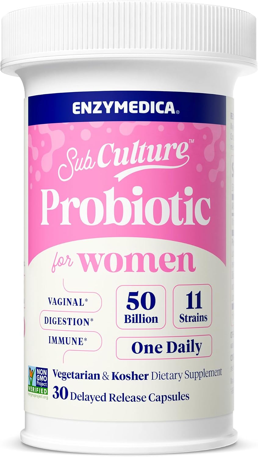 Enzymedica SubCulture Probiotic Supplement for Women - Women's Probiotic for Vaginal & Urinary Health Support, 50 Billion CFU, Supports Immune & Gut Health, Microbiome Balance, Vegetarian - 30 Caps Gsupps Australia