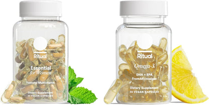 Ritual Prenatal Multivitamin and Vegan Omega 3 Supplement - Supports Mom and Baby During Pregnancy, Brain, Heart, and Eye Health - with Folate, Choline, Omega-3 DHA and EPA - Vegan - 30 Servings