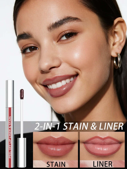 QCMME Lip Stain Peel Off Lip Liner Stain with Tweezer, Long Lasting Matte Lip Tint Tattoo, Highly Pigmented Color Lip Makeup, Waterproof Lipstick, Transfer-proof Lipstain for Women, Nude Pink QCMME