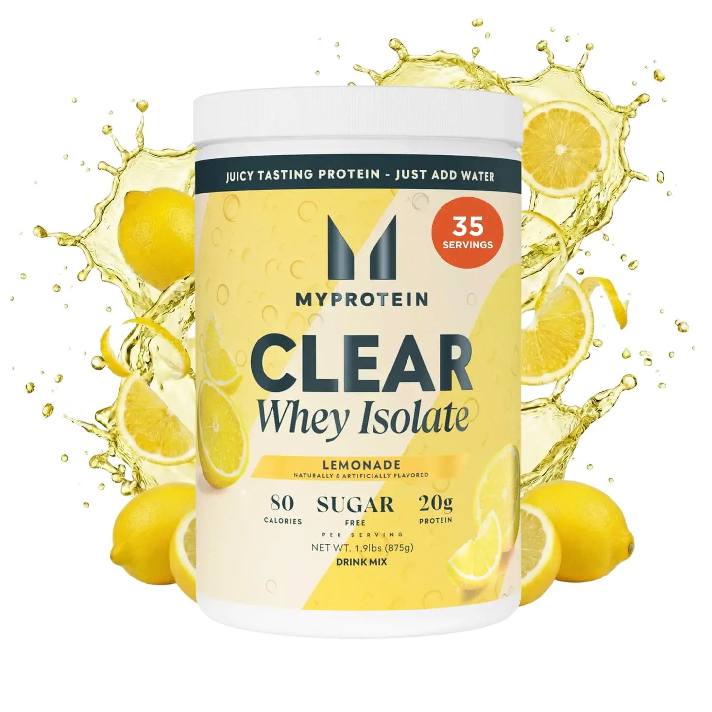 Myprotein Clear Whey Isolate Protein Powder, 35 Servings (1.9lbs) Lemonade, 20g Protein per Serving, Naturally Flavored Drink Mix, Daily Protein Intake for Superior Performance Myprotein