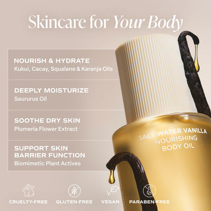 Saltair Body Oil - Luxurious Salt Water Vanilla After Shower and Bath Oil for Women and Men. Botanical, Non-Greasy Saltair