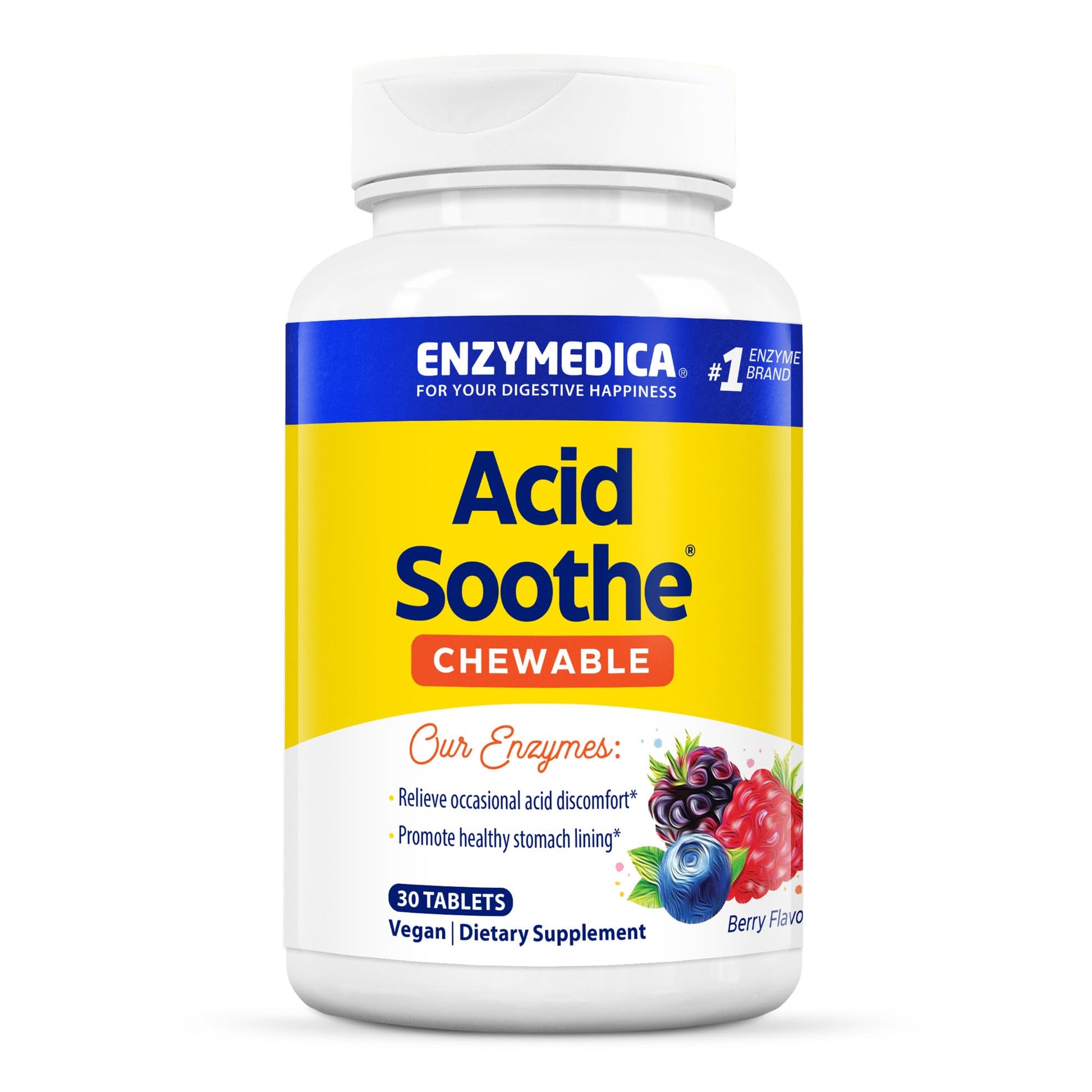 Enzymedica Acid Soothe Chewable Supplement for Women & Men - 60 Tablets Gsupps Australia