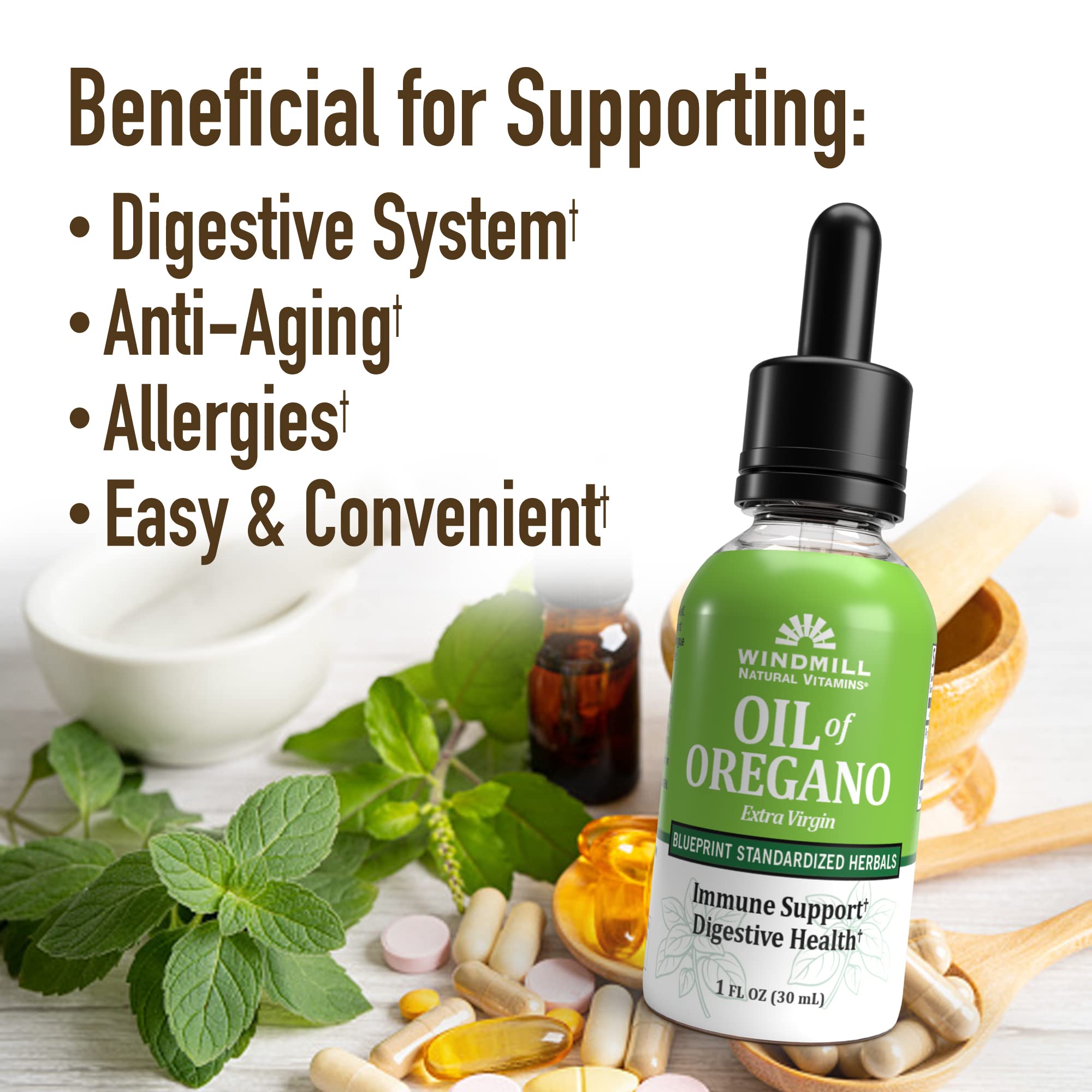 Windmill Natural Vitamins Oil of Oregano, Herbal Blend for Immune Support, Supports Digestive Health, 1 fl oz, 448 Servings Windmill buy australia supplements