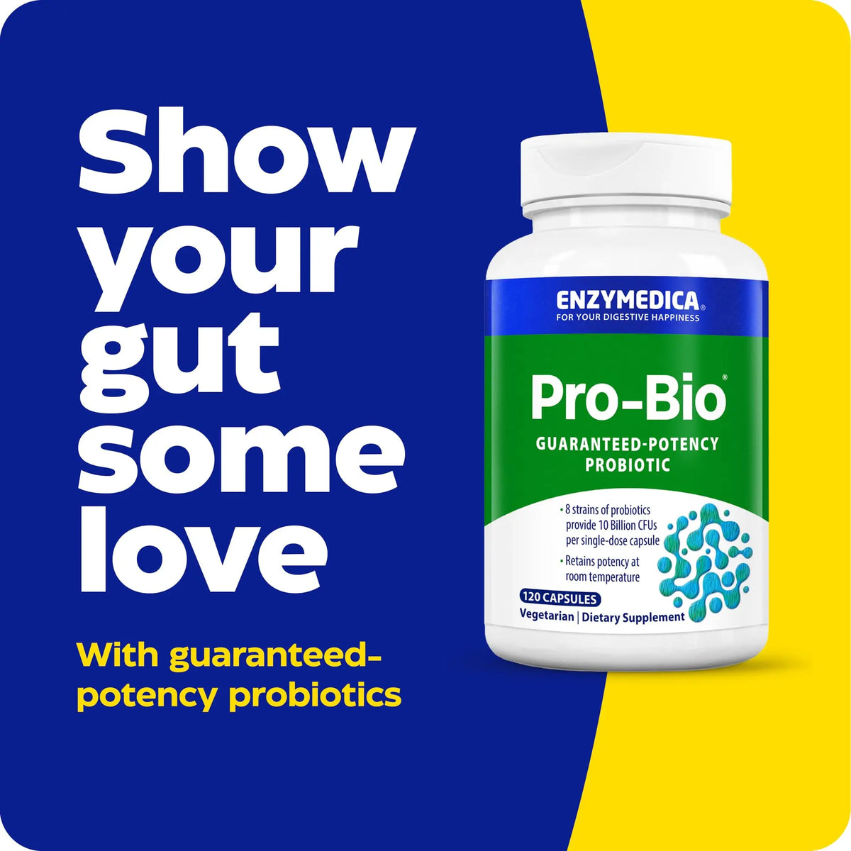 Enzymedica Pro-Bio Probiotic Supplement for Digestive & Gut Health - Daily Probiotic Capsules for Women & Men, 10 Billion CFU, Helps Reduce Gas & Bloating, Enzymedica