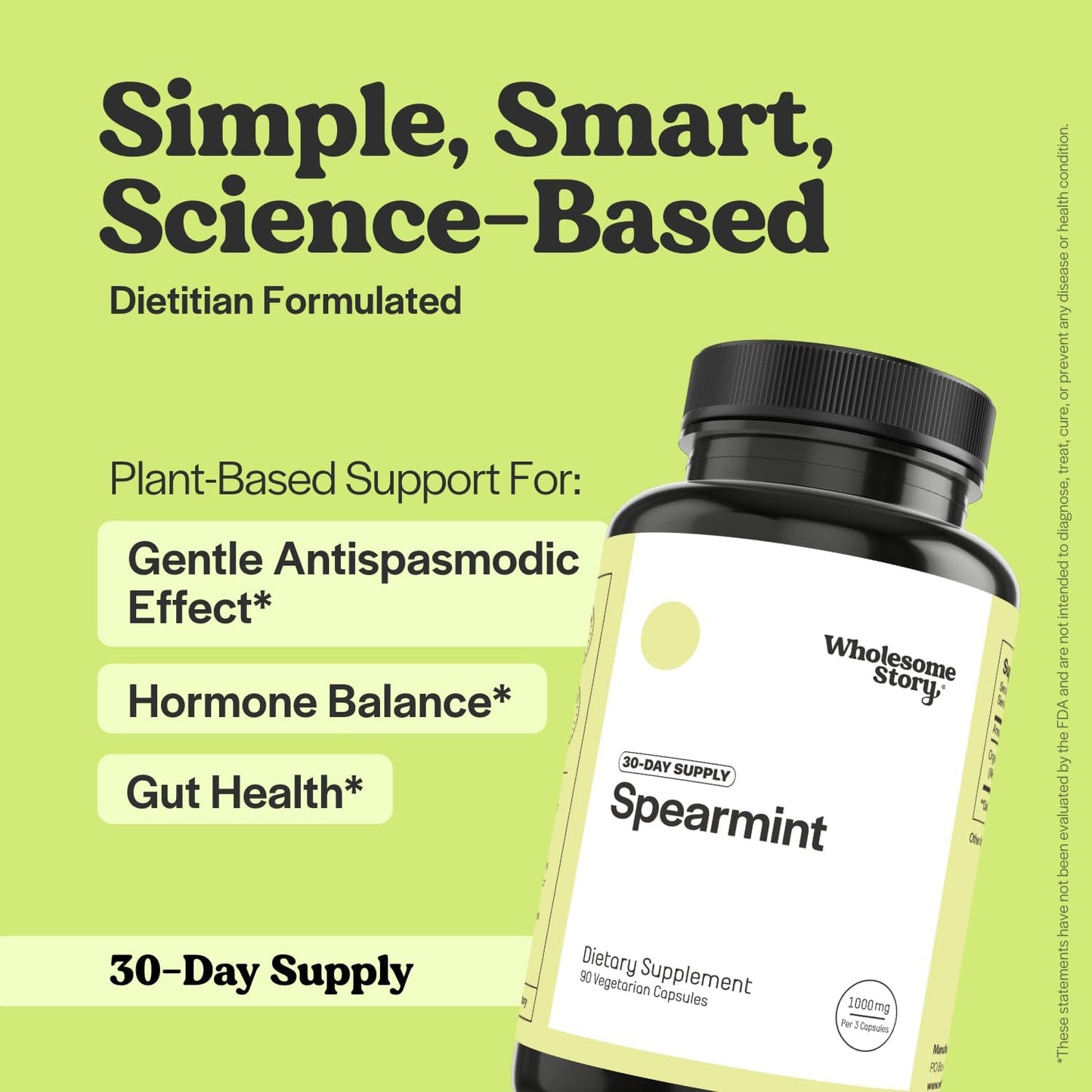 Wholesome Story Organic Spearmint Capsules + Myo-Inositol & D-Chiro Inositol Capsules with MTHF, Folate & Vitamin D | Supports Hormone Balance, Digestion & Gut Health | 30 Day Supply