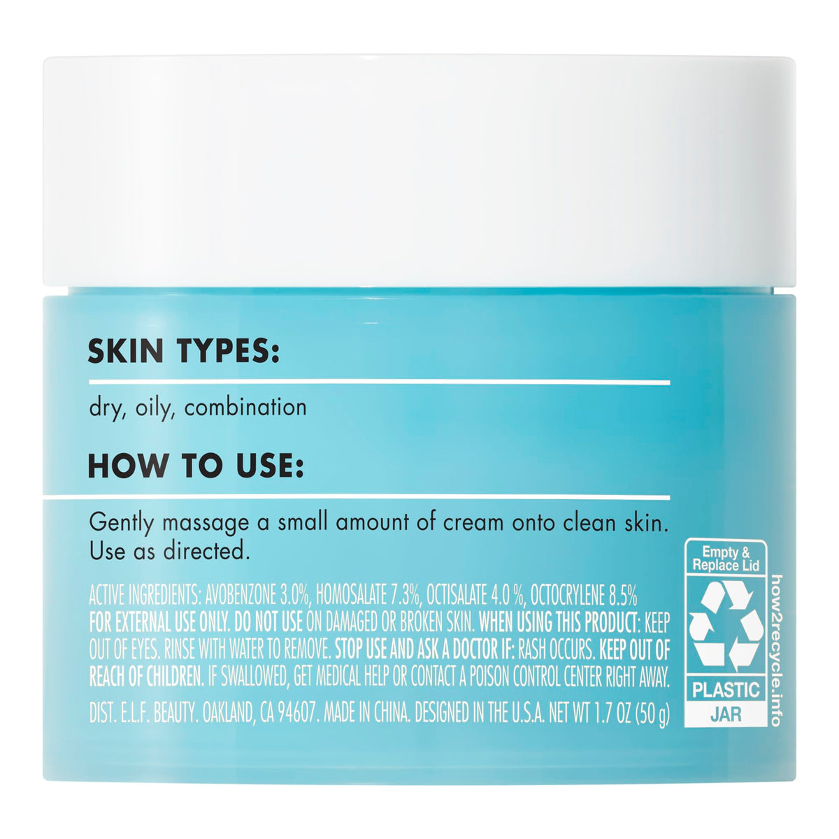 e.l.f. SKIN Holy Hydration! Face Cream Broad Spectrum SPF 30 Sunscreen Moisturizer, Made with Hyaluronic Acid, Niacinamide & Peptides, Lightweight Daily Protection, 1.7 oz e.l.f.