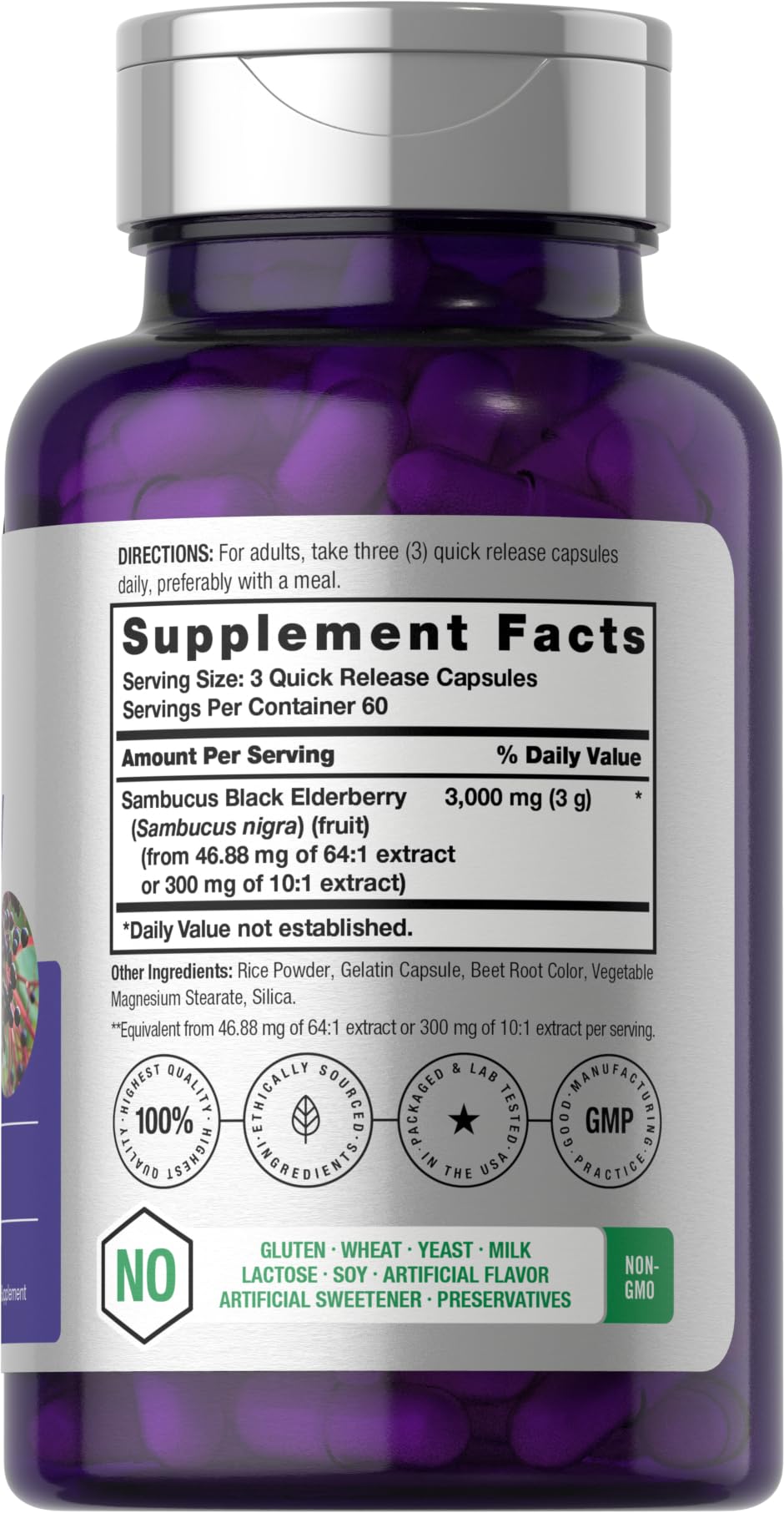 Horbäach Black Elderberry | 180 Count | Non-GMO, Gluten Free | Sambucus Extract Supplement Horbäach