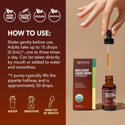 Organic Maca Root Liquid, Unflavored, 1fl oz, Supports Hormone Balance | Organic Maca Root Liquid Drops, Mood, Energy in Women & Men, Lepidium Meyenii to Support Performance & Vitality, Non-GMO Gsupps Australia