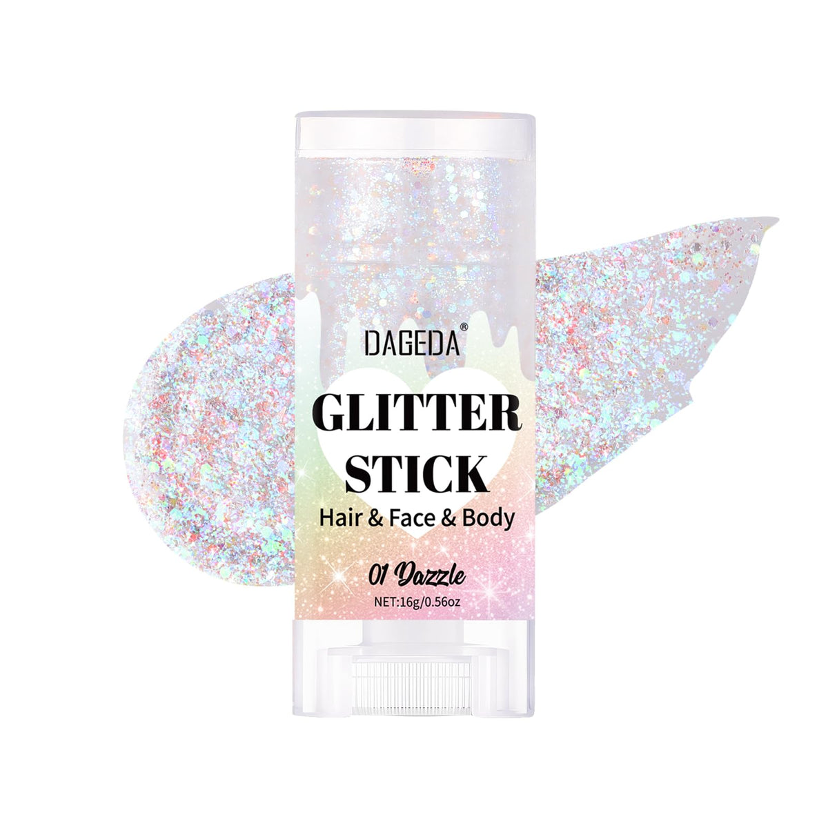 DAGEDA Dazzle White Body Glitter Stick, Hair Sparkly Face Glitter Makeup DAGEDA