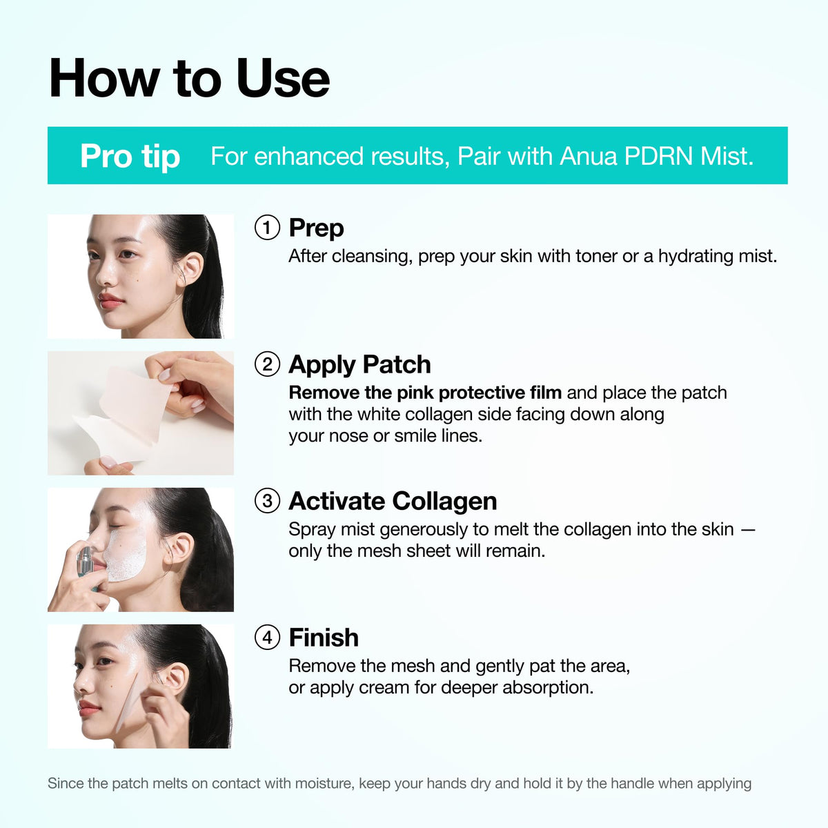 ANUA Salmon DNA PDRN Collagen Melting Patch for Glass skin, 2 Pairs x 4ea ANUA