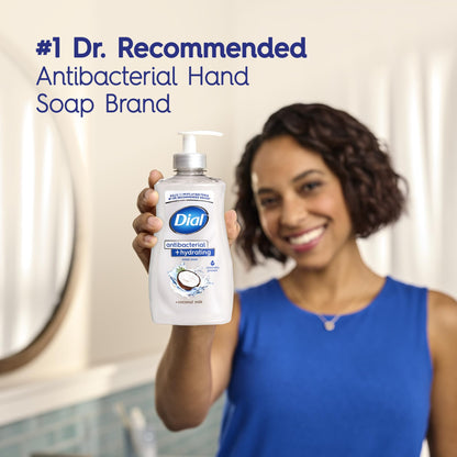 Dial Antibacterial Hydrating Liquid Hand Soap, Coconut Milk, 11oz, 4-Pack Dial