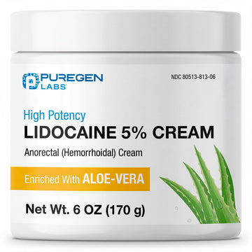 Puregen Labs Lidocaine 5% Anorectal (hemorrhoidal) Cream Maximum Strength | Enriched with Aloe-Vera | 6 Oz P Puregen Labs buy australia supplements