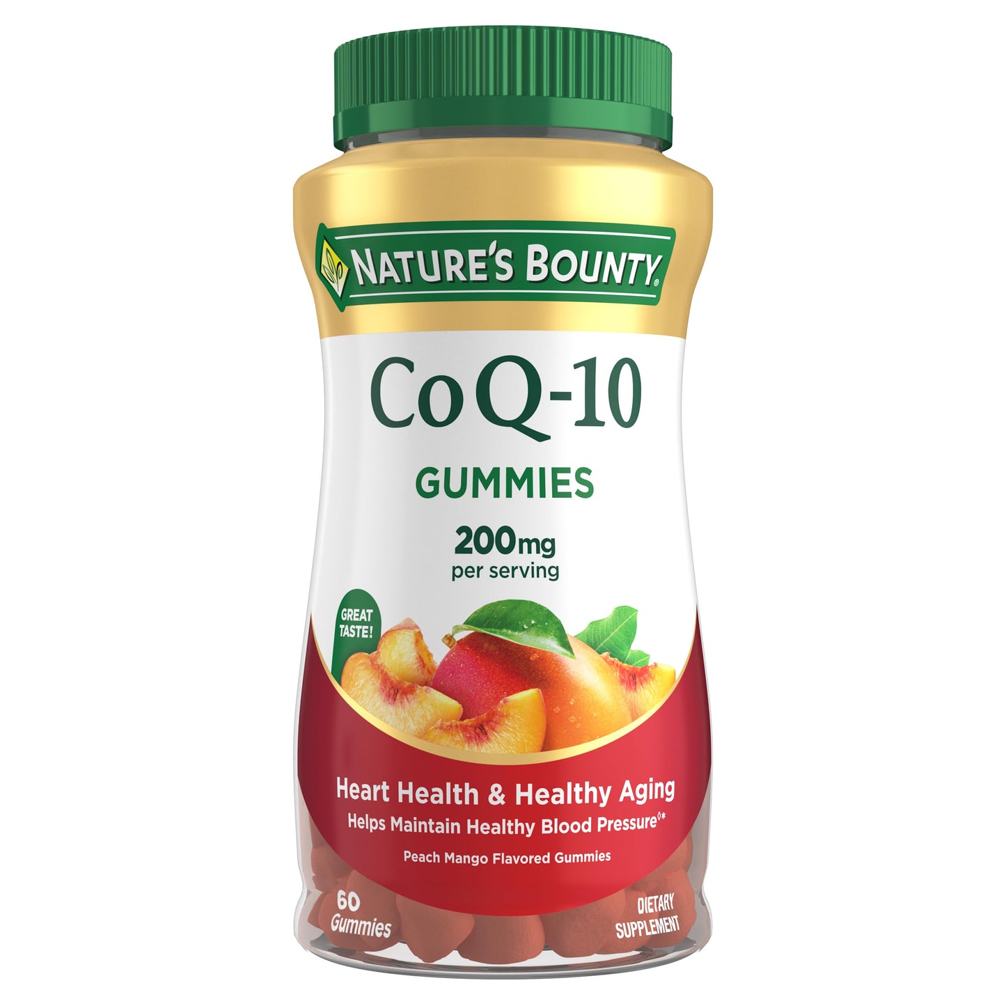 Nature's Bounty CoQ10 Gummies, Supports Heart Health, CoQ10 200mg, Peach Mango Flavor, 60 Count Nature's Bounty