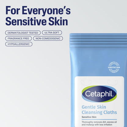 Cetaphil Gentle Makeup Remover Face Wipes, Fragrance Free, 25 Count | Sensitive skin safe, alcohol-free, fragrance-free, daily facial cleansing, removes makeup, dermatologist recommended Gsupps Australia