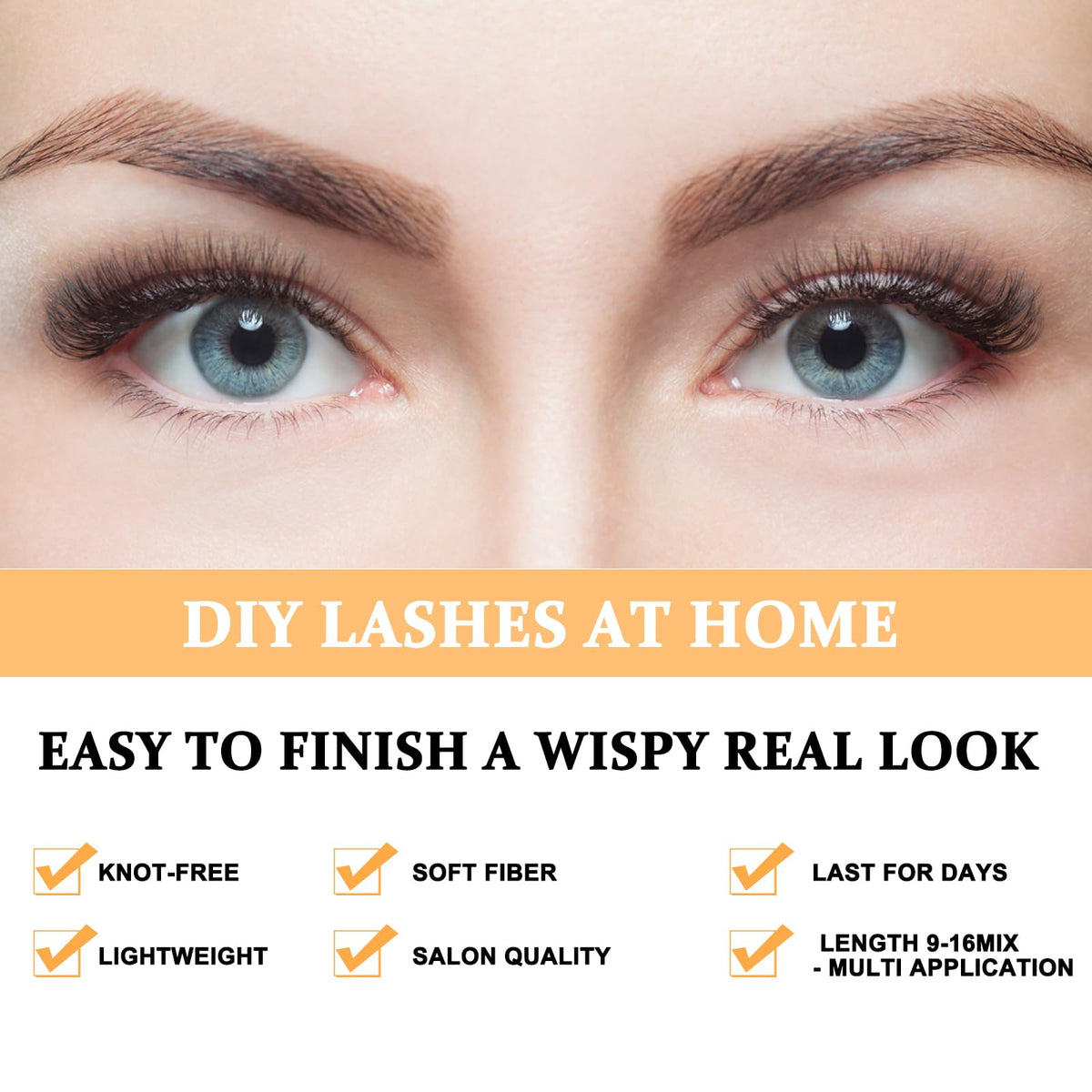 B&Q 40D D-Curl Lash Clusters 280PCS DIY Wispy Cat Eye Extensions B&Qaugen