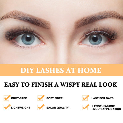 B&Q 40D D-Curl Lash Clusters 280PCS DIY Wispy Cat Eye Extensions B&Qaugen