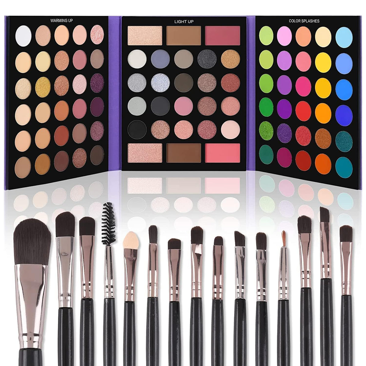 UCANBE Eyeshadow Palette with 15Pcs Brushes Makeup Set, Pigmented 86 Colors Make Up Sets Valentine's Day Gift, Matte Shimmer Glitter Eye Shadow Pallet Highlighter Contour Blush Powder Brush Beauty Kit UCANBE