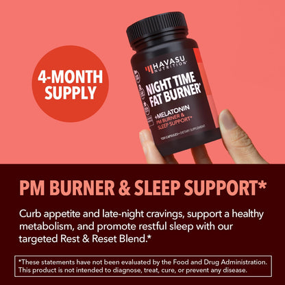 Night Time Fat Burner for Weight Loss Support for Men and Women, 60 Count | Appetite Suppressant and Overnight Metabolism Booster with Melatonin for Sleep Support, Vegan, Gluten Free, 60 Servings Gsupps Australia