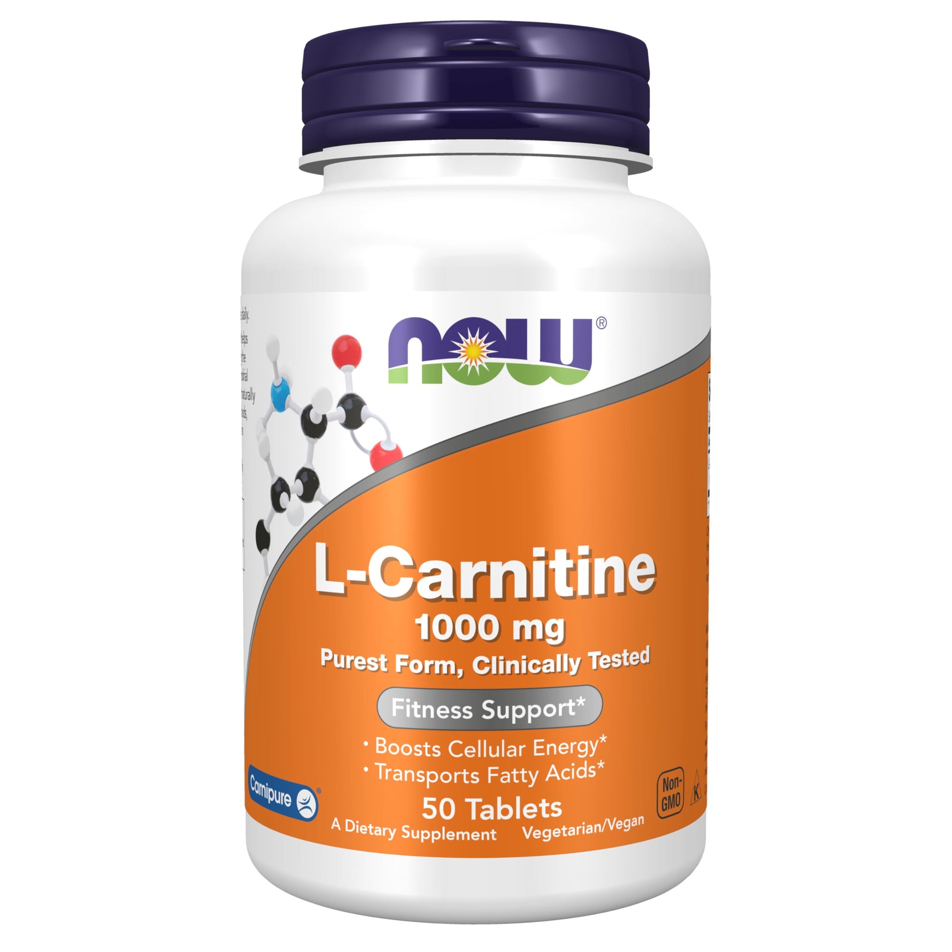 NOW Foods Supplements, L-Carnitine 1,000 mg, Purest Form, Amino Acid, Fitness Support*, 100 Tablets Gsupps Australia