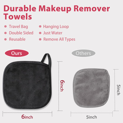 Makeup Remover Cloth, 6" x 6" Makeup Remover Towels Reusable Face Cloth for Washing Face, Makeup Remover Pads Microfiber Face Washcloth with Mesh Bag, 12 Pack, Grey Natwag