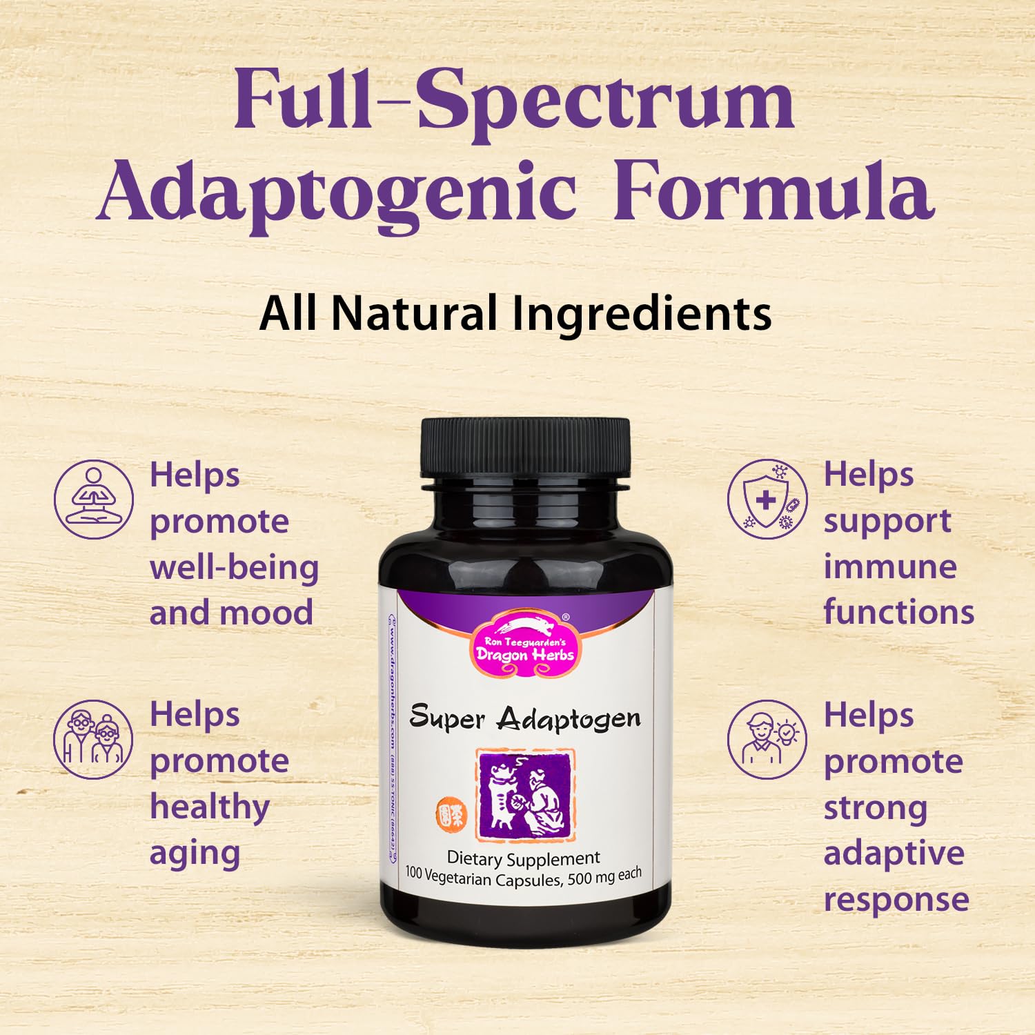 Dragon Herbs Super Adaptogen | All Natural Supplement to Support Well-Being, Mood, Immune Function, Strong Adaptive Response | All Natural Ingredients, Non-GMO (100 Capsules, 500 mg Per Capsule)” Dragon Herbs buy australia supplements