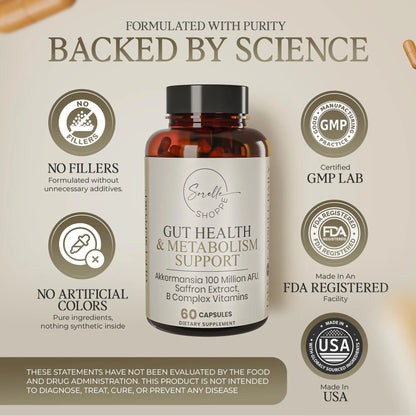 SORELLE SHOPPE Akkermansia Muciniphila Probiotic + Saffron + B Complex | Core Gut Health & Daily Wellness | Mood & Metabolism Support SORELLE SHOPPE