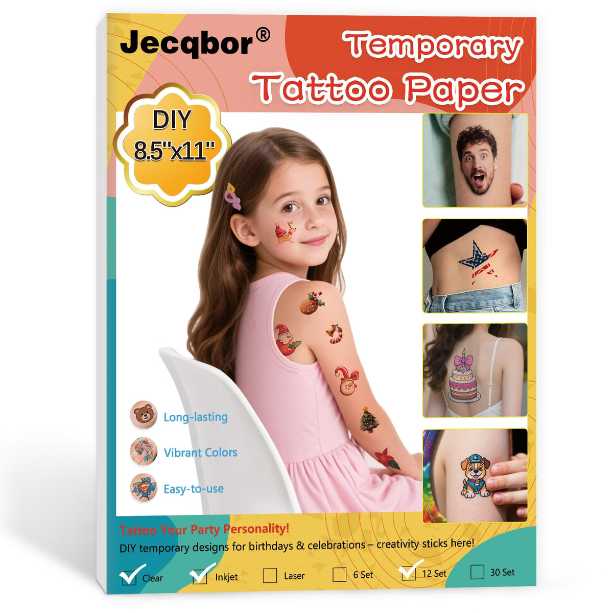 Printable Temporary Tattoo Paper for INKJET Printer, Custom Tattoo Sticker Jecqbor