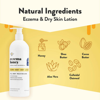 ECZEMA HONEY Oatmeal Body Lotion, Natural Dry Skin Repair (16 Oz) ECZEMA HONEY