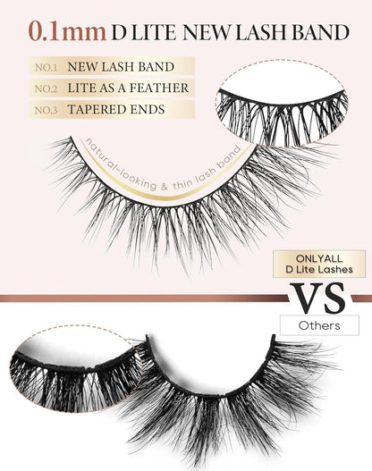 Onlyall Natural Lashes Wispy Lashes Natural Look False Eyelashes Soft Fluffy Fake Eyelashes 7 Pairs D1 Natural (6-13MM) Onlyall