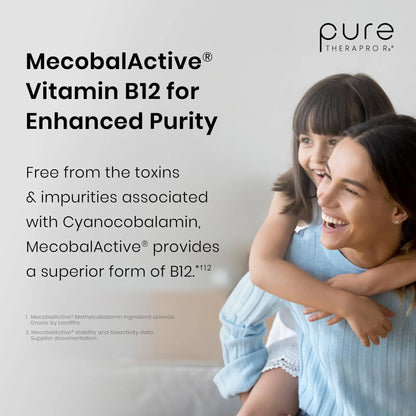 Methylated B Complex Vitamins, Made in USA, 2 Month Supply, Methyl B Complete Quatrefolic 5-MTHF Folate, B12 Methylcobalamin, TMG Trimethylglycine Pure Therapro Rx