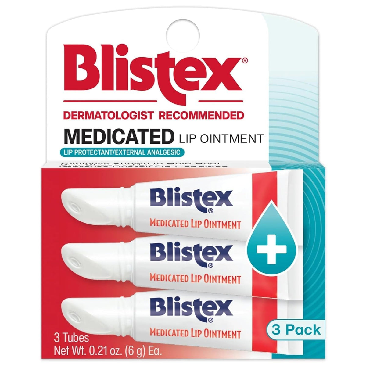 Blistex Medicated Lip Ointment, 24 Hr Moisture, 0.21 oz, 3 Pack Blistex