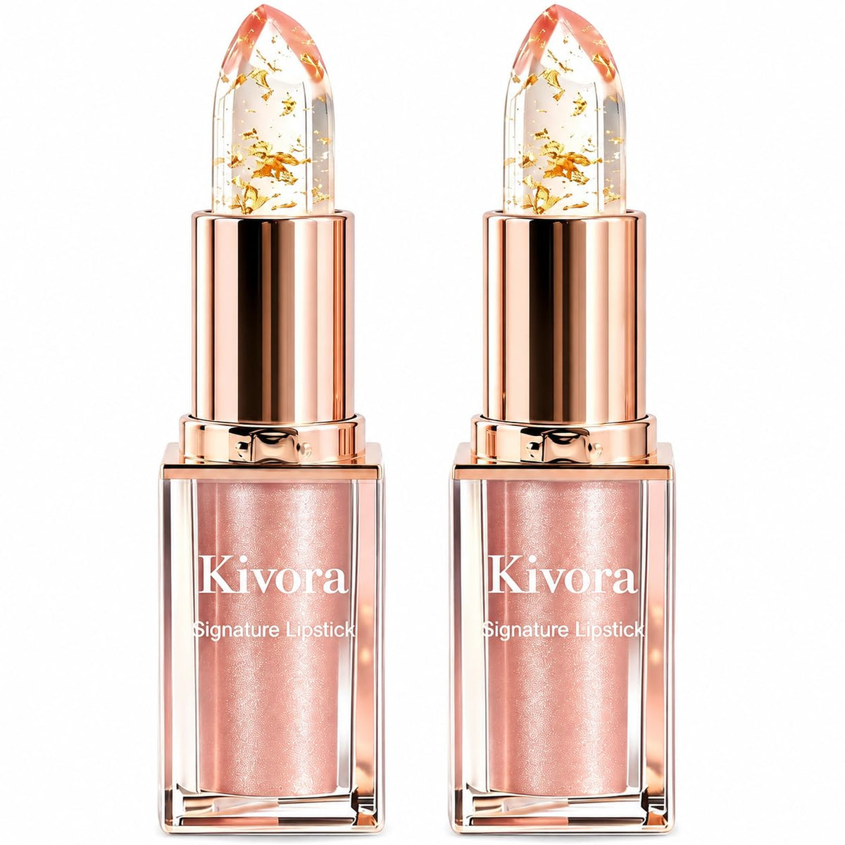 Kivora Lipstick（2 Pack）,Latest Rose Gold Kivora Lipstick for Mature Lips,PH Lipsticks Color Changing, Long Lasting Moisturizing Tinted Lip Balm Generic