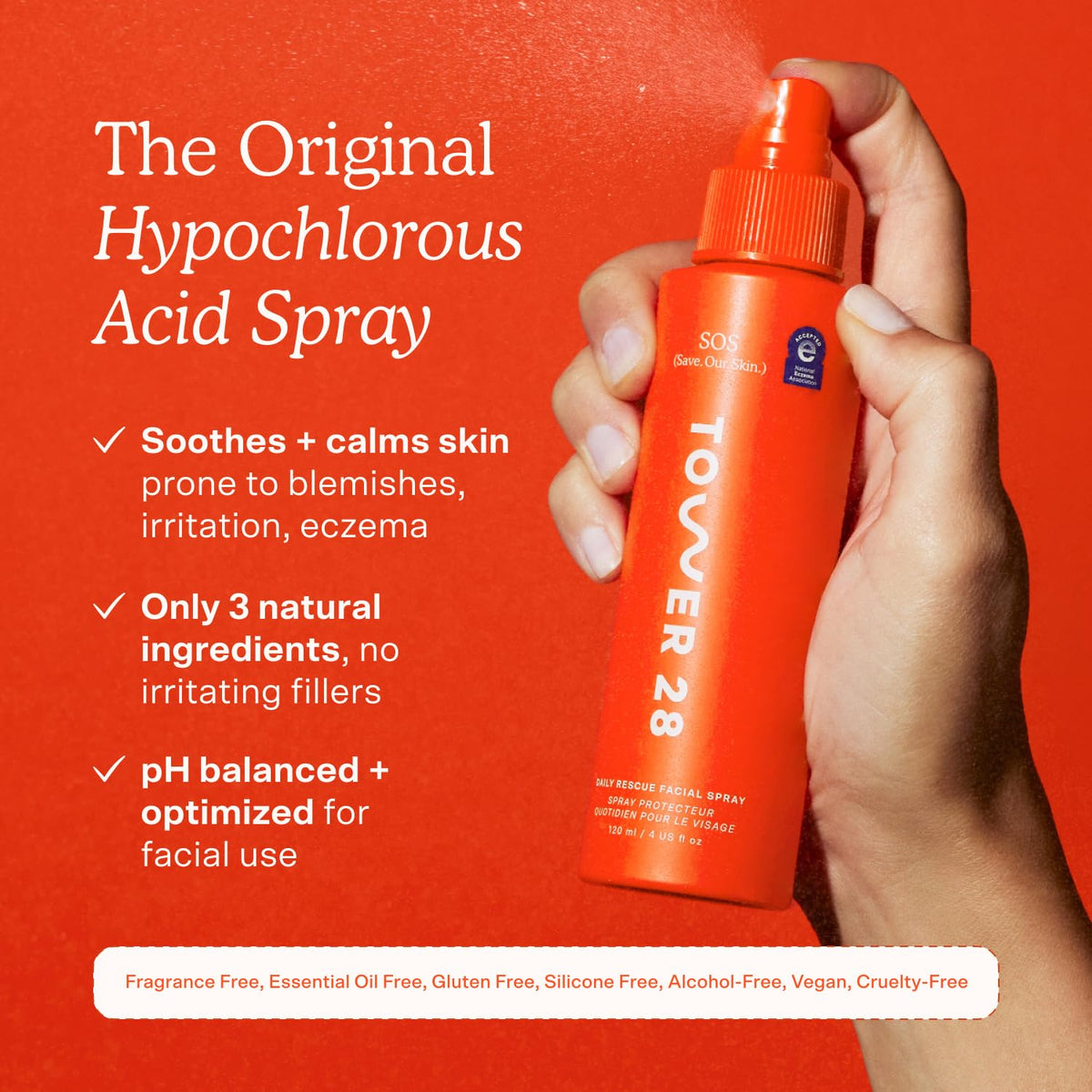 Tower 28 SOS Daily Rescue Soothing Hypochlorous Acid Spray for Face (1 oz) Tower 28