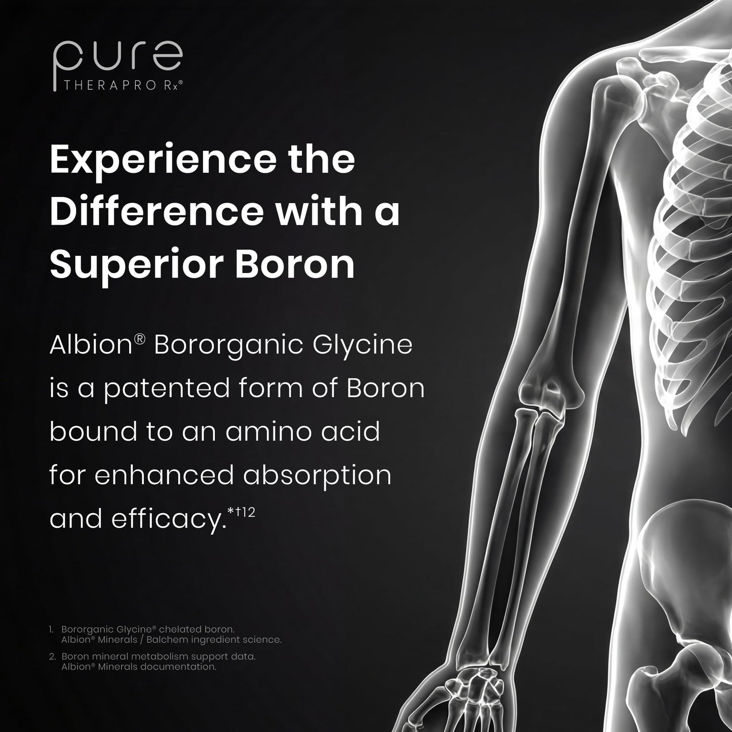 Pure TheraPro Rx Bio Boron 10mg, 3 Months Supply - Bororganic Glycine Boron for Men & Women - Premium Formula for Bone Health, Joint Flexibility Pure Therapro Rx