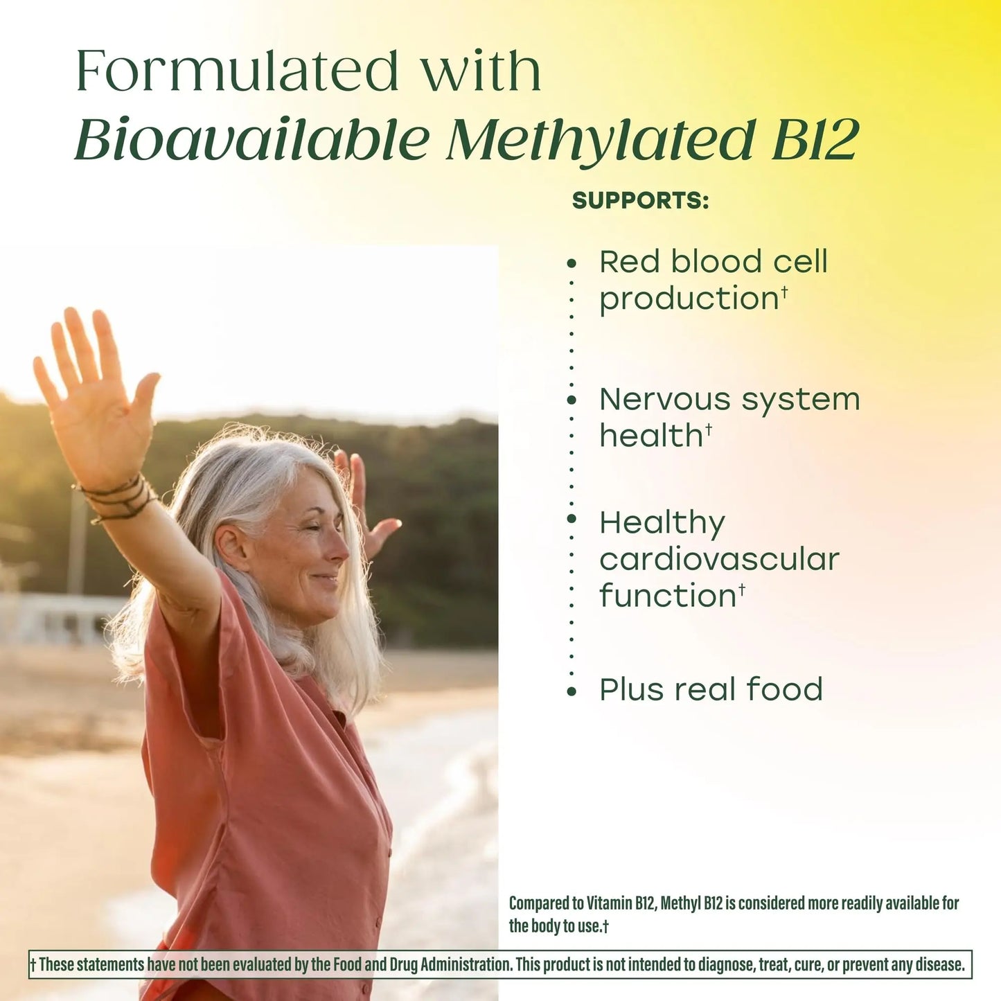 MegaFood Methyl B12 - Vegan - Includes Methyl Folate, Vitamin B12 & B6 - Supports Cellular Energy Production, Nervous System Health MegaFood