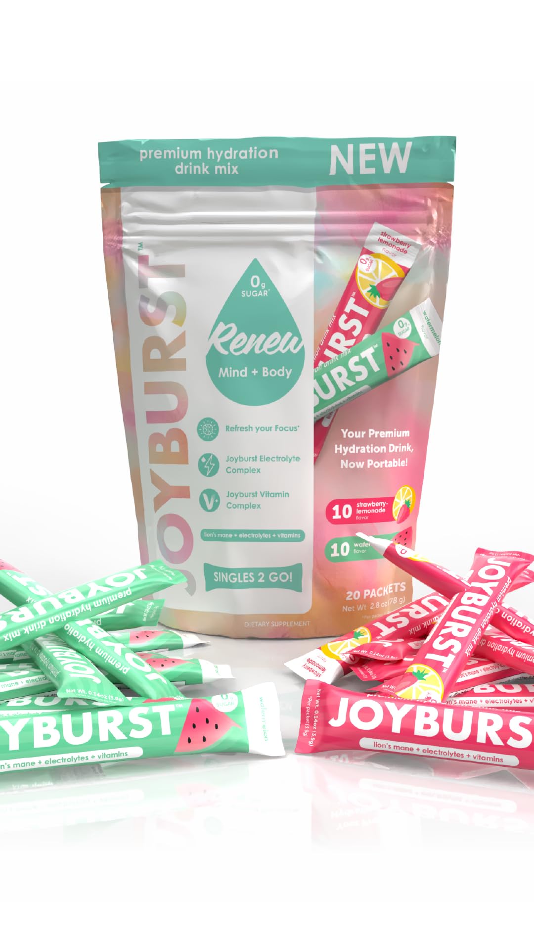 Joyburst Sugar Free Electrolytes Powder Packets, Instant Hydration Drink Mix Sticks, Variety Pack (10 Watermelon, 10 Strawberry Lemonade), Rehydrate On-The-Go JOYBURST buy australia supplements