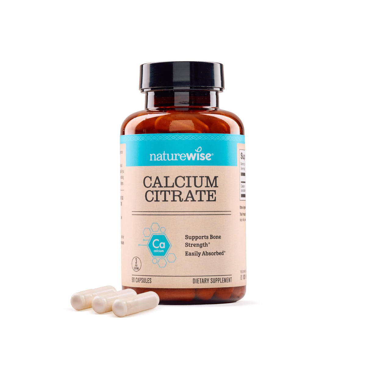 NatureWise Calcium Citrate 500mg Capsules - Supplement for Bone Health - Easy to Digest & Absorb - Vegan, Non-GMO NatureWise