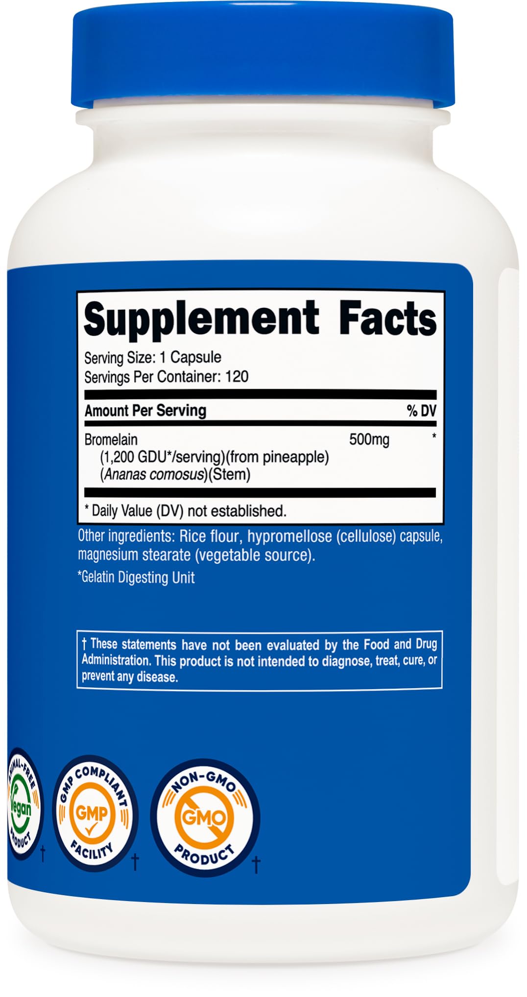 Nutricost Bromelain 500mg, 120 Vegetarian Capsules - Bromelain (1200 GDU), Non-GMO, Gluten Free Nutricost