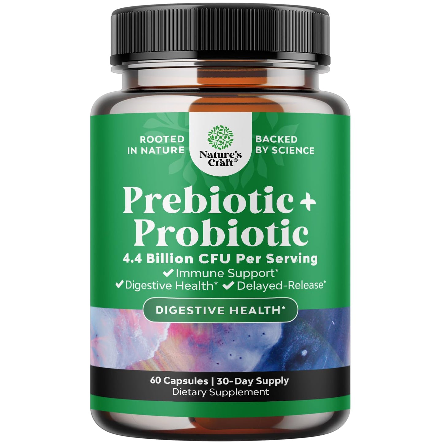 Prebiotics and Probiotics Gut Health Supplement-Super Potent Digestive Health Acidophilus Probiotic Capsules with Men & Womens Probiotics & Prebiotics Natures Craft