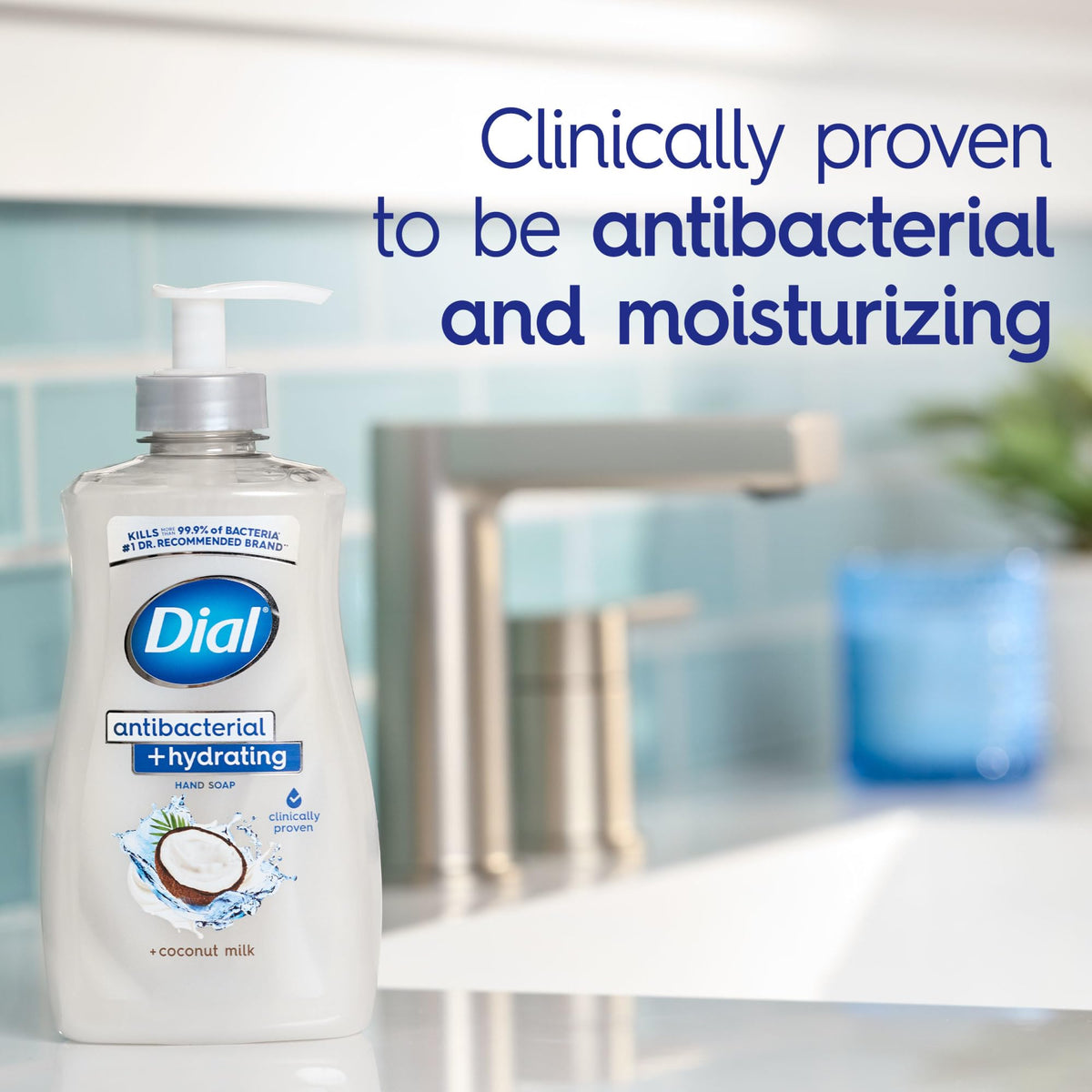Dial Antibacterial Hydrating Liquid Hand Soap, Coconut Milk, 11oz, 4-Pack Dial