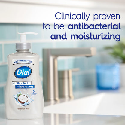 Dial Antibacterial Hydrating Liquid Hand Soap, Coconut Milk, 11oz, 4-Pack Dial