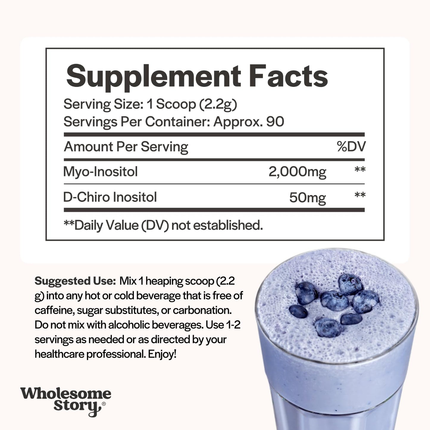 Wholesome Story Myo-Inositol & D-Chiro Inositol Supplement for Women | Fertility Supplements for Hormonal Balance & Ovarian Health Support | Myoinositol | Ideal 40:1 Ratio | 30 Servings