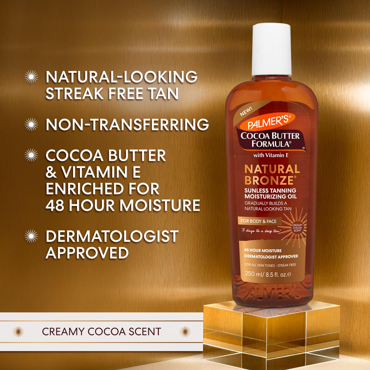 Palmer’s Cocoa Butter Formula, Natural Bronze Sunless Tanning Moisturizing Body Oil (8.5 fl oz), Face & Body Gradual Tanner, Buildable, Natural-Looking Tan in 3 Days, No Streak, 48-Hour Moisture Palmer's