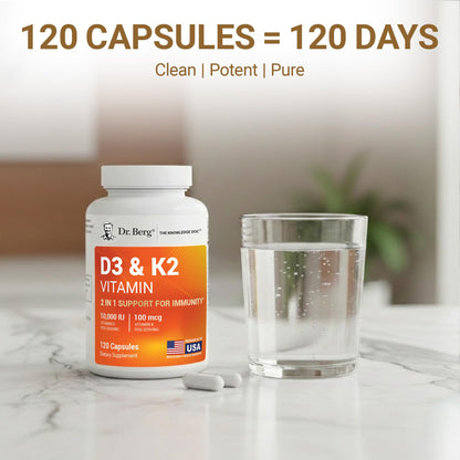 Dr. Berg Maximum Strength 2-in-1 Vitamin D3 K2 10,000 IU | Naturally Derived D3 | 4X Lab-Tested & Verified | High Absorption Formula Dr. Berg Nutritionals