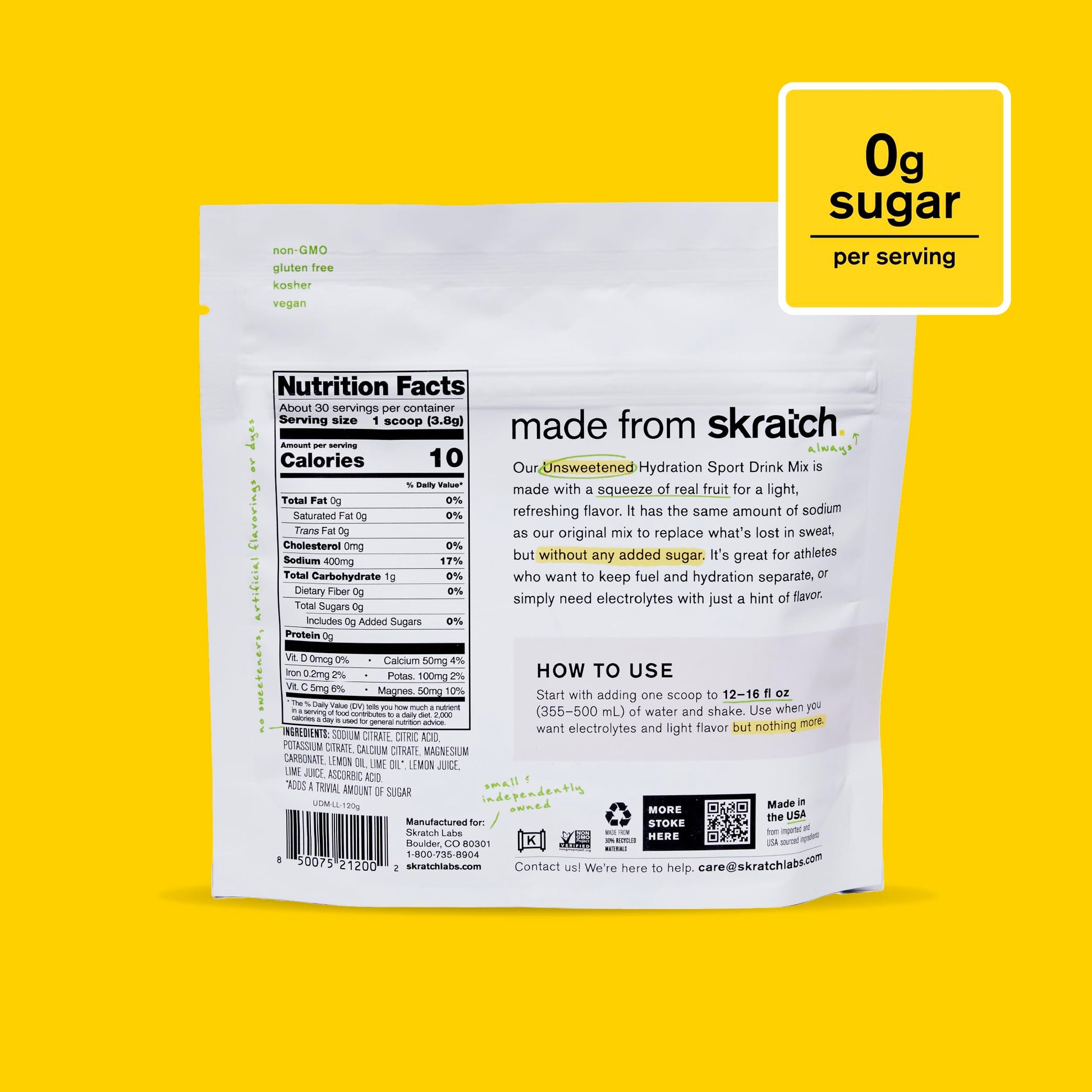 Skratch Labs Unsweetened Hydration Sport Drink Mix | Sugar Free | Electrolytes Booster | Lemon + Lime - 30 Servings | Non-GMO Skratch Labs buy australia supplements